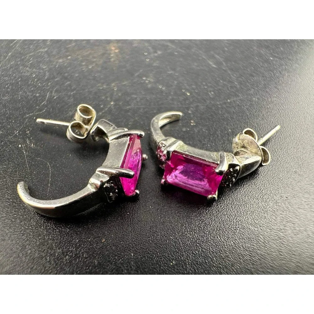 925 Silver Pink‎ Stone Bracelet Ring Earrings Set 051(73)